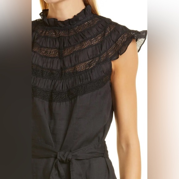 Frame Lace Inset Mini Dress in Black - Picture 3 of 6